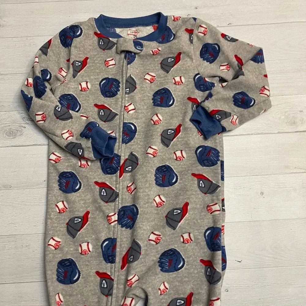Carters fleece one piece footed baseball pajamas 5t‎